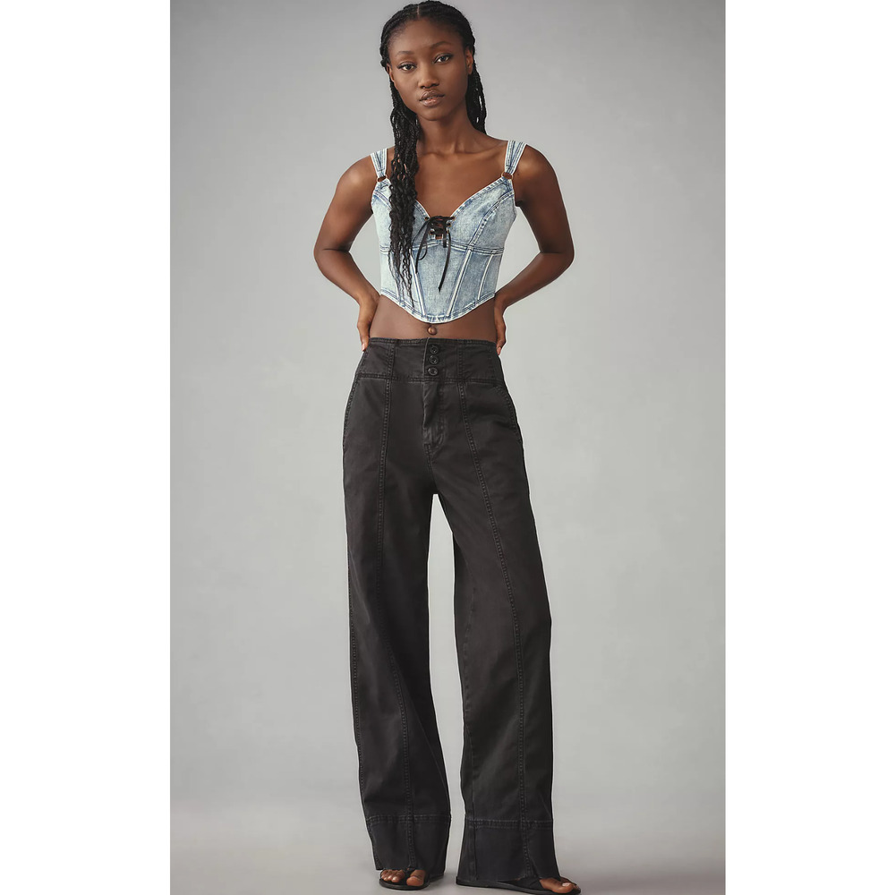NWT Anthropologie Pilcro Seamed Black Flare Pants - 25 waist